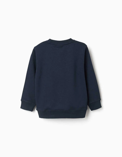 Sweatshirt with ZY Embossed Print for Boys, Navy Blue