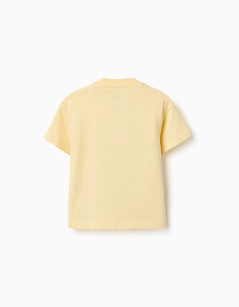 Cotton T-Shirt with Marvel Heroes Prints for Babies and Boys, Yellow