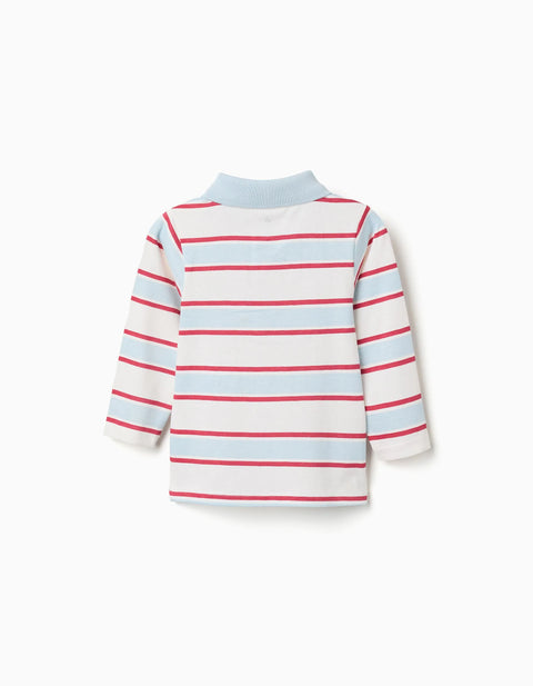 Striped Long Sleeve Polo Shirt Mickey for Babies and Boys, Multicolour