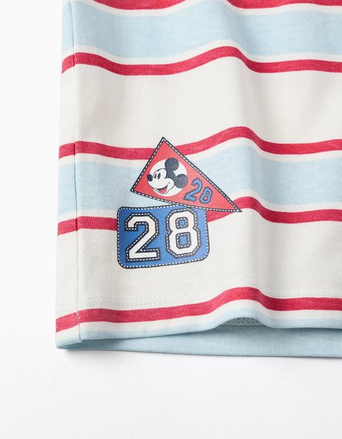 Striped Long Sleeve Polo Shirt Mickey for Babies and Boys, Multicolour