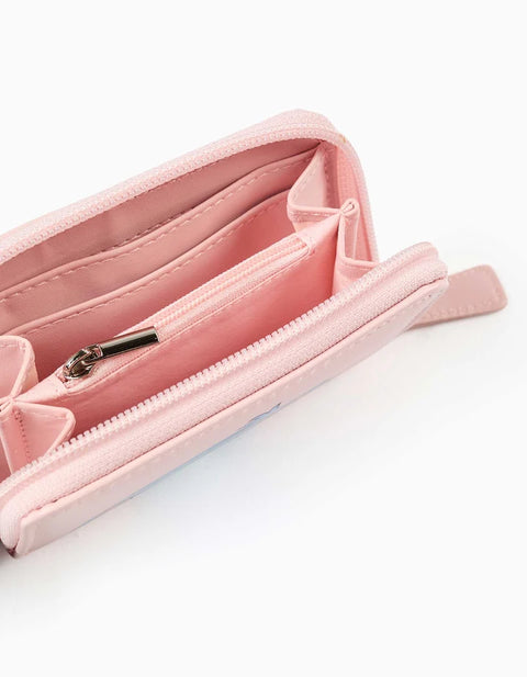 Wallet with Stitch and Angel Print for Girls, Light Pink