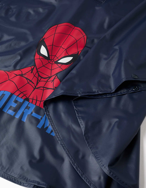 Hooded Rain Poncho with Spider-Man Prints for Babies and Boys, Dark Blue