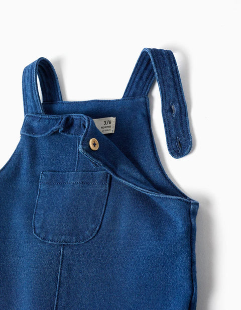 Denim Pinafore Dress with Ruffles for Newborn Girls, Blue