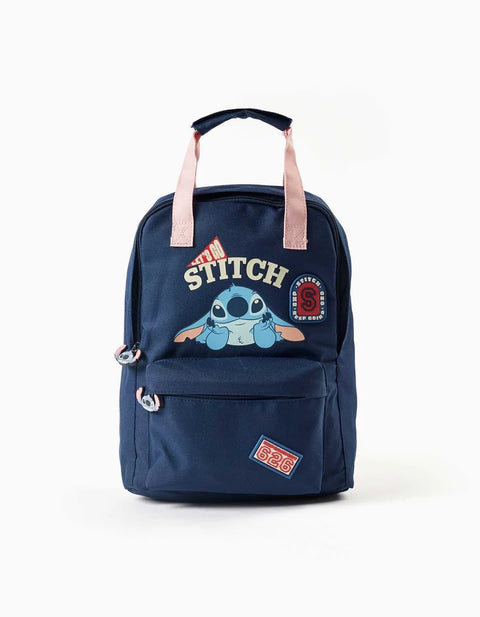 Backpack with Stitch Prints for Babies and Girls, Dark Blue