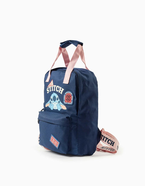 Backpack with Stitch Prints for Babies and Girls, Dark Blue