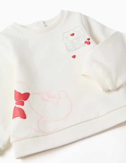 Brushed Set with Minnie Print for Newborn Girls, White/Light Pink