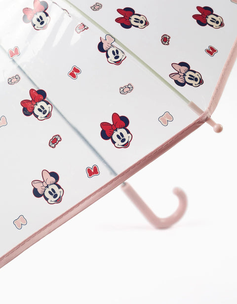 Automatic Umbrella with Minnie Print for Babies and Girls, Transparent