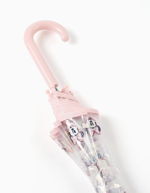 Automatic Umbrella with Minnie Print for Babies and Girls, Transparent