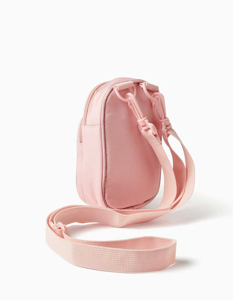 Phone Bag with Stitch Print and Adjustable Strap for Girls, Light Pink