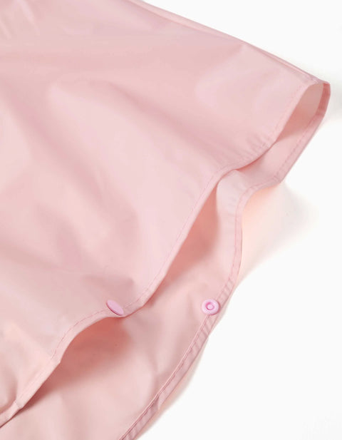 Hooded Rain Poncho with Stitch Print for Babies and Girls, Light Pink