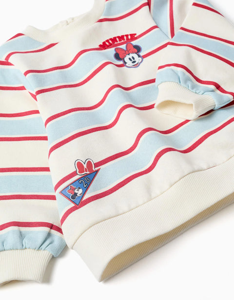 Striped Brushed Sweatshirt with Minnie for Babies and Girls, Multicolour