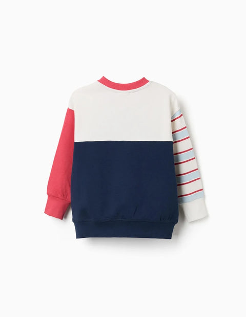 Brushed Sweatshirt with Spider-Man Prints for Boys, White/Red/Blue