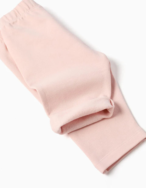 Brushed Jogging Set with Embossed Print for Newborn Girls, Light Pink