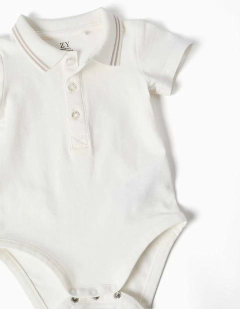 Cotton Bodysuit and Dungarees Set for Newborn Boys, White/Light Green