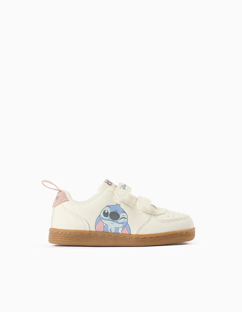 Trainers with Stitch Print and Touch-Fasteners for Baby Girls, Light Beige