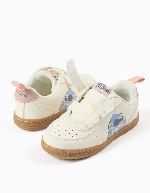 Trainers with Stitch Print and Touch-Fasteners for Baby Girls, Light Beige