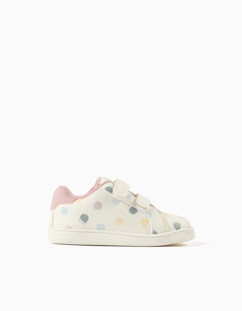 Touch-Fastening Trainers with Dots Pattern for Baby Girls, White