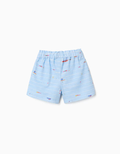 Cotton Shorts with Print Carolina Celas x Zippy for Girls, Light Blue