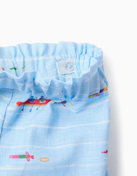 Cotton Shorts with Print Carolina Celas x Zippy for Girls, Light Blue