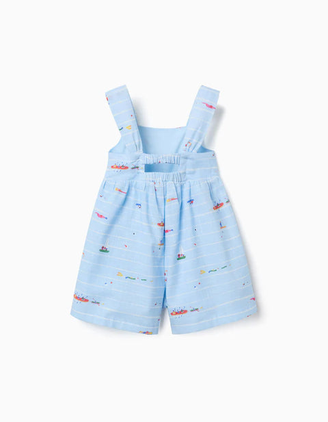 Cotton Playsuit with Print Carolina Celas x Zippy for Baby Girls, Blue