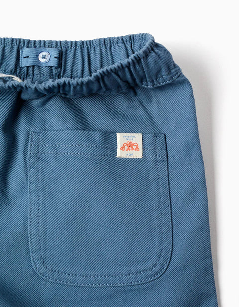 Long Cotton Shorts with Drawstring Carolina Celas x Zippy for Boys, Blue