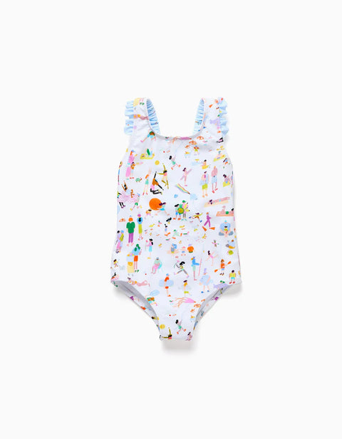 Swimsuit with Print Carolina Celas x Zippy for Baby Girls, White