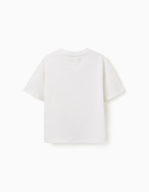 Cotton T-Shirt with Print Carolina Celas x Zippy for Boys, White