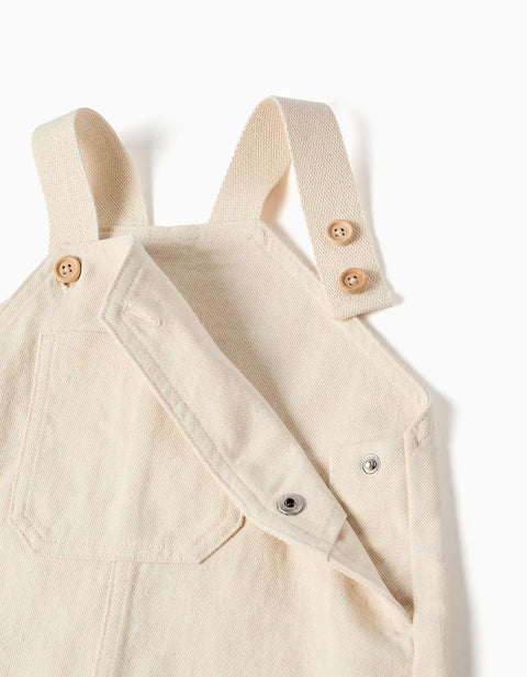 T-Shirt and Dungarees Carolina Celas x Zippy for Baby Boys, White/Beige