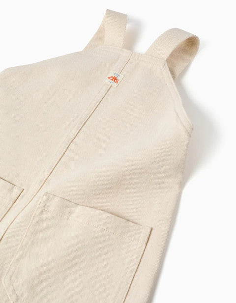 T-Shirt and Dungarees Carolina Celas x Zippy for Baby Boys, White/Beige