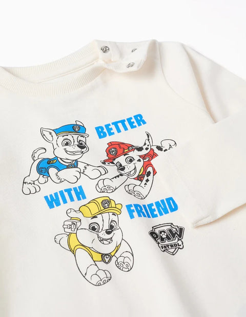 Long Sleeve Pyjamas with Paw Patrol Print for Baby Boys, White/Blue