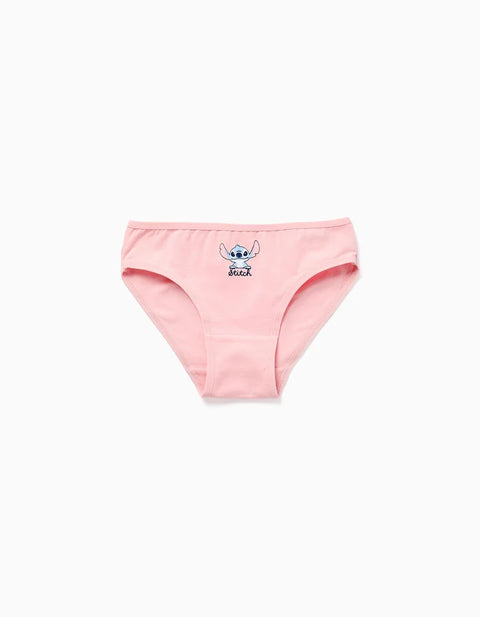 Pack of 5 Cotton Briefs with Stitch Prints for Girls, Multicolour