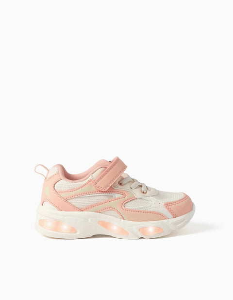 Light-up Trainers with Non-Slip Sole for Girls, Salmon/Light Beige
