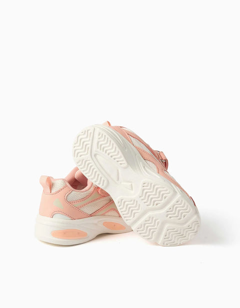 Light-up Trainers with Non-Slip Sole for Girls, Salmon/Light Beige