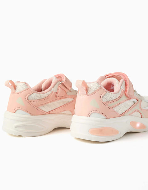 Light-up Trainers with Non-Slip Sole for Girls, Salmon/Light Beige