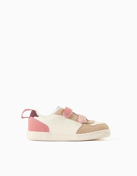 Dual-Fabric ZY Move Trainers for Baby Girls, Pink/Burgundy/Beige