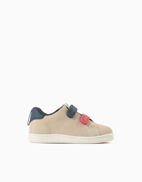 Trainers with Touch-Fastening Straps for Baby Boys, Beige/Blue/Red