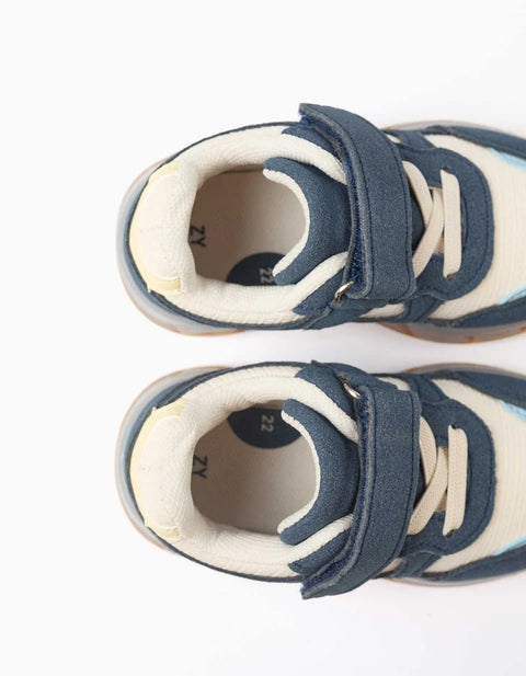 Light-up Trainers with Non-Slip Sole for Baby Boys, Blue/Beige/Yellow