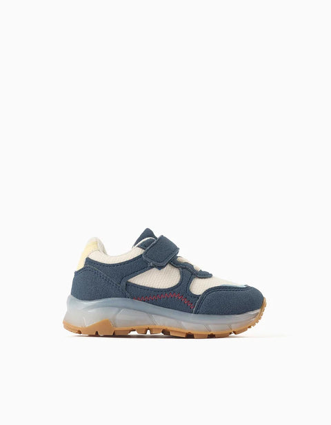 Light-up Trainers with Non-Slip Sole for Baby Boys, Blue/Beige/Yellow