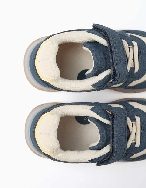 Light-up Trainers with Non-Slip Sole for Boys, Blue/Beige/Yellow