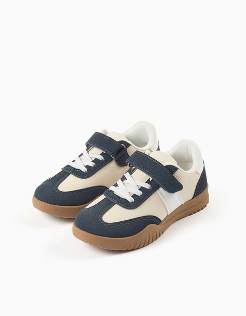 Trainers with Non-Slip Rubber Sole for Boys, Blue/Beige/White