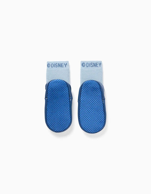 Slipper-Socks with Non-Slip Sole and Stitch for Babies and Girls, Blue