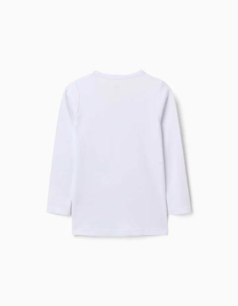 Pack of 3 Long Sleeve Brushed Cotton Undershirts for Girls, White