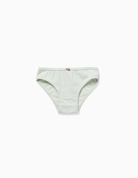 Pack of 5 Briefs with Decorative Roses for Girls, Beige/White/Pink/Green