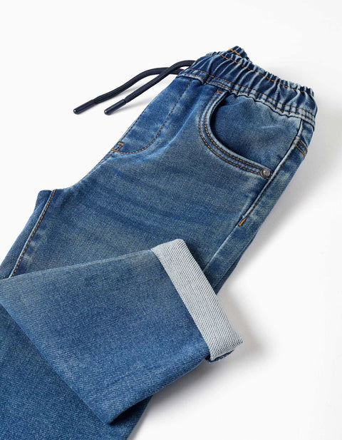 Pull-on Jeans with Drawstring for Baby Boys, Blue