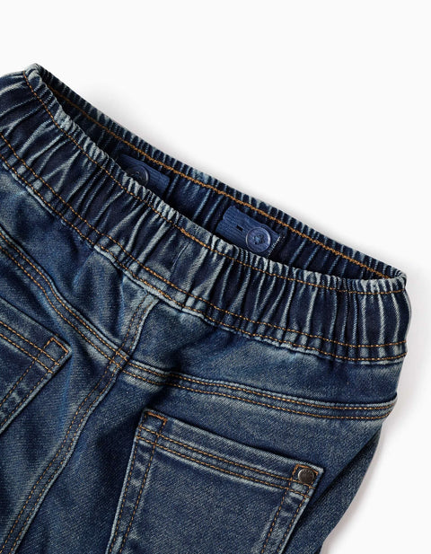 Pull-on Jeans with Drawstring for Baby Boys, Dark Blue