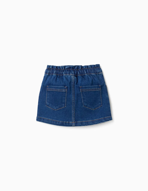 Denim Skirt with 4 Pockets for Girls, Dark Blue
