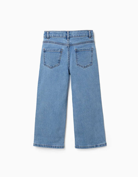 Straight Fit Denim Trousers with 5 Pockets for Girls, Blue