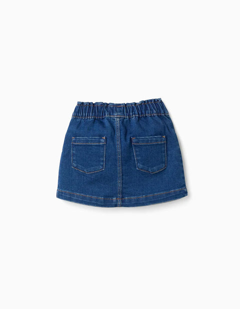 Denim Skirt with 4 Pockets for Baby Girls, Dark Blue