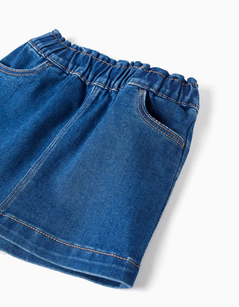 Denim Skirt with 4 Pockets for Baby Girls, Dark Blue