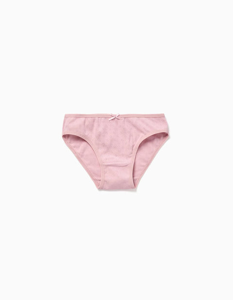 Pack of 5 Cotton Briefs for Girls, Pink/Yellow/White/Beige
